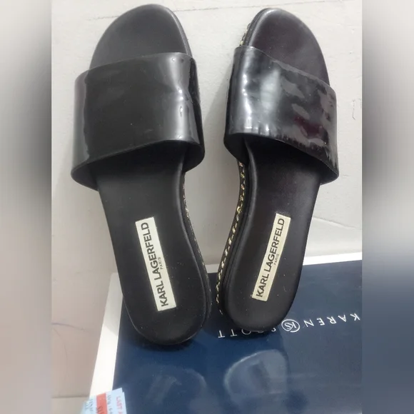 Karl Lagerfeld Paris Women's Bijou Slide Sandals, Black - Picture 3 of 4